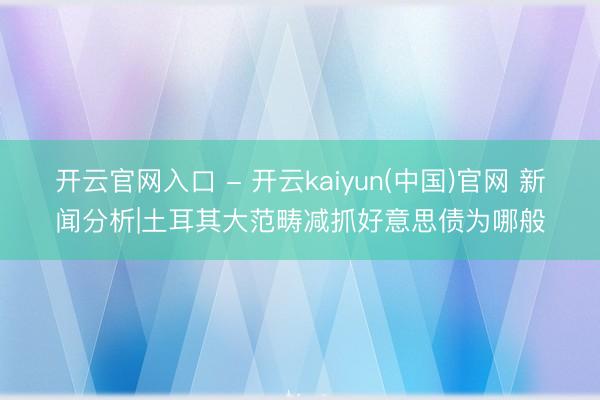 开云官网入口 - 开云kaiyun(中国)官网 新闻分析|土耳其大范畴减抓好意思债为哪般